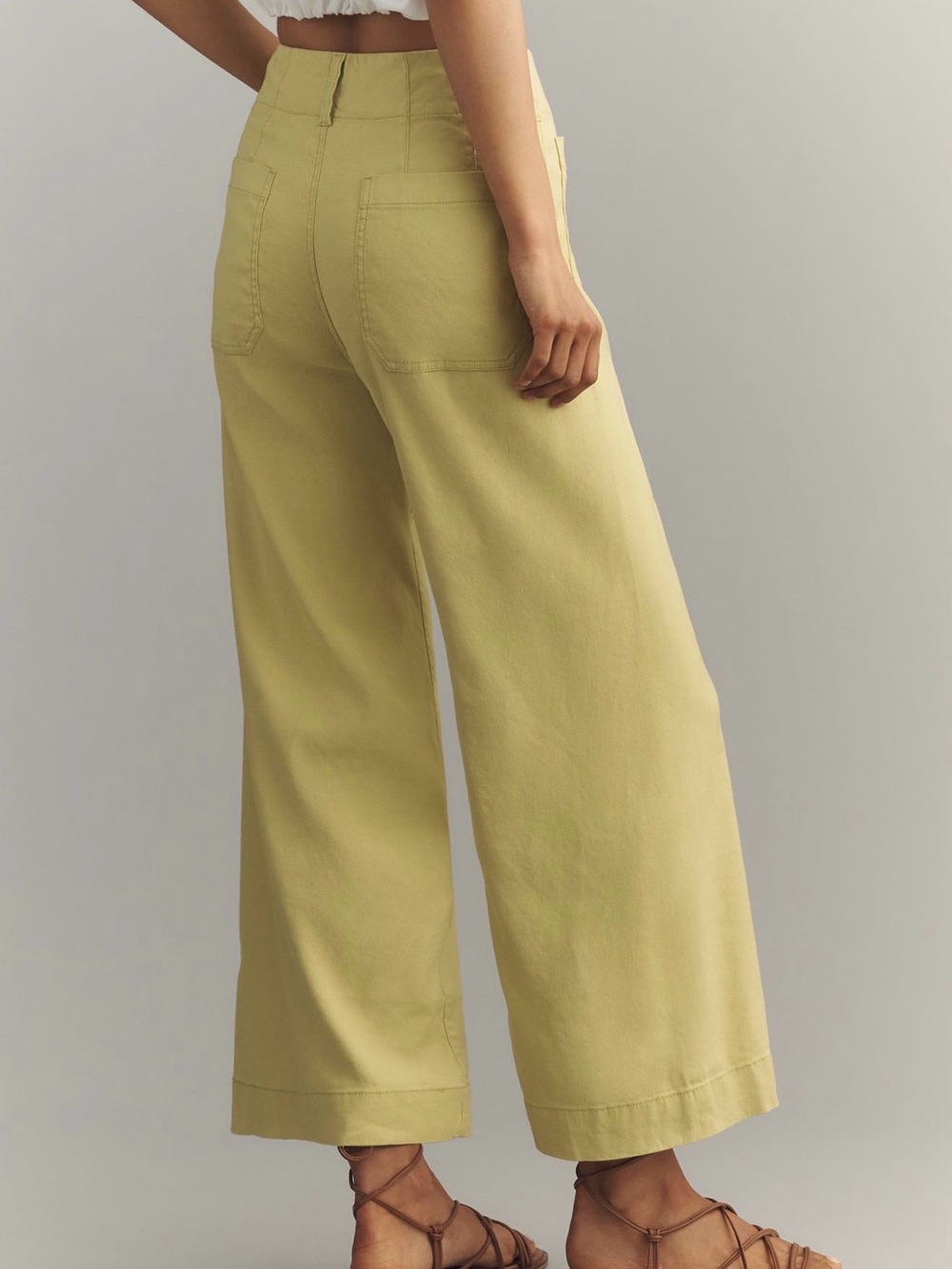 Anthropologie Maeve Collette Wide-Leg High-Rise Cropped Pants Yellow 29 - Picture 4 of 12